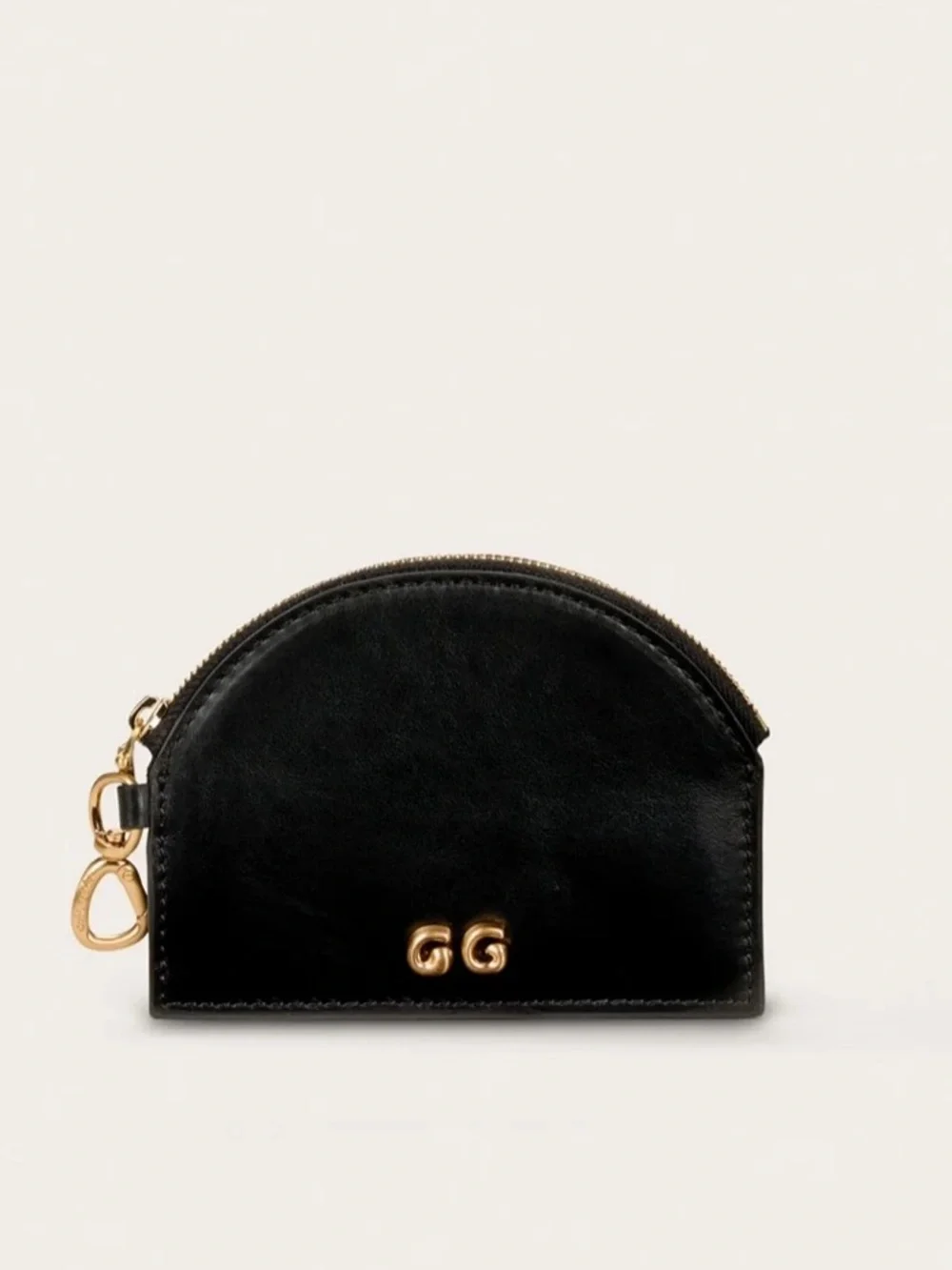 Cult Gaia Black Aleta  Leather Zip Card Case